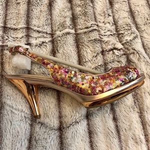 Size 7 Nine West sequined sling back heels